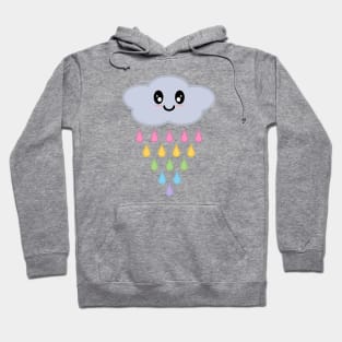 Kawaii Cute Raining Rainbow Rain Clouds Hoodie